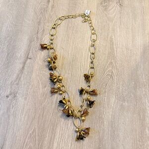 J.Crew Elegant Gold and Brown Floral Necklace NWT
